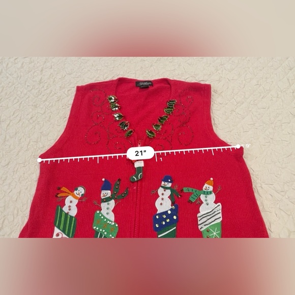 SML Designs Christmas Embellished Women’s Ugly Sweater Snowmen Vest Sz Xlarge - Picture 7 of 9